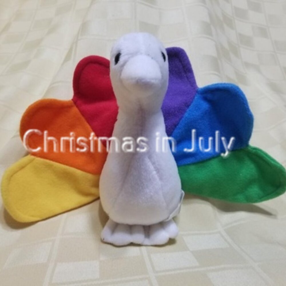 Vintage Advertising NBC Network Rainbow Peacock Plush Bean Bag Stuffed Toy 6"